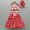 Sale Embellished Printed Strappy Red Top And Lehenga With Matching Dupatta Ethnic Wear | Lehengas & Ghagras
