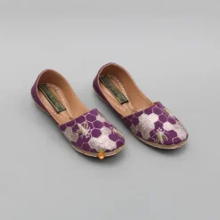 Outlet Embroidered And Embellished Wine Jutti BOY Shoes | Shoes