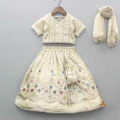 Clearance Embroidered And Embellished Top With Lehenga And Dupatta Twinning Sets | Ethnic Wear