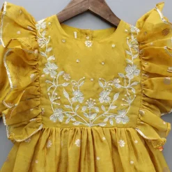 Fashion Embroidered And Embellished Mustard Kurti Ethnic Wear | Kurtis & Jumpsuits