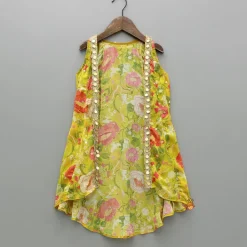 Hot Embroidered And Embellished Strappy Top With Printed Cape And Palazzo Ethnic Wear | Palazzos & Shararas