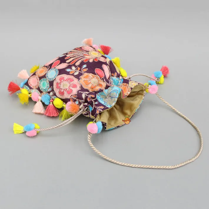 Hot Embroidered And Printed Wine Potli Bag Bags