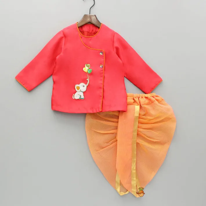 Clearance Embroidered Angarkha Style Kurta With Dhoti BOY Indian Ethnic Wear | Ethnic Sets