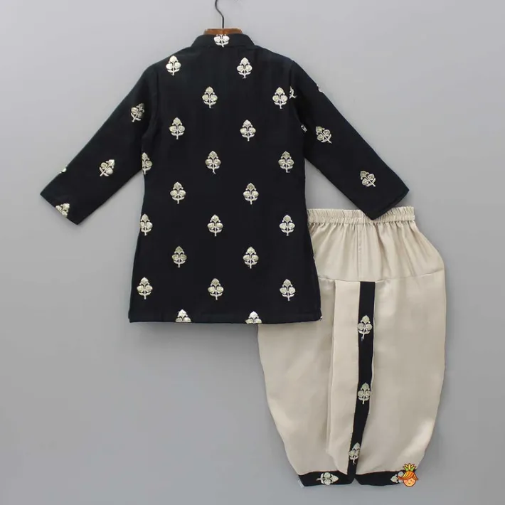 Best Embroidered Black Kurta And Beige Dhoti BOY Indian Ethnic Wear | Ethnic Sets