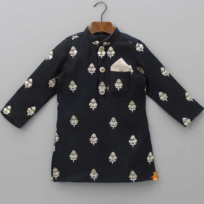 Best Embroidered Black Kurta And Beige Dhoti BOY Indian Ethnic Wear | Ethnic Sets