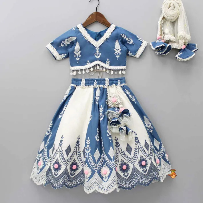 Discount Embroidered Dual Tone Stylish Top And Lehenga With Net Dupatta Ethnic Wear | Lehengas & Ghagras
