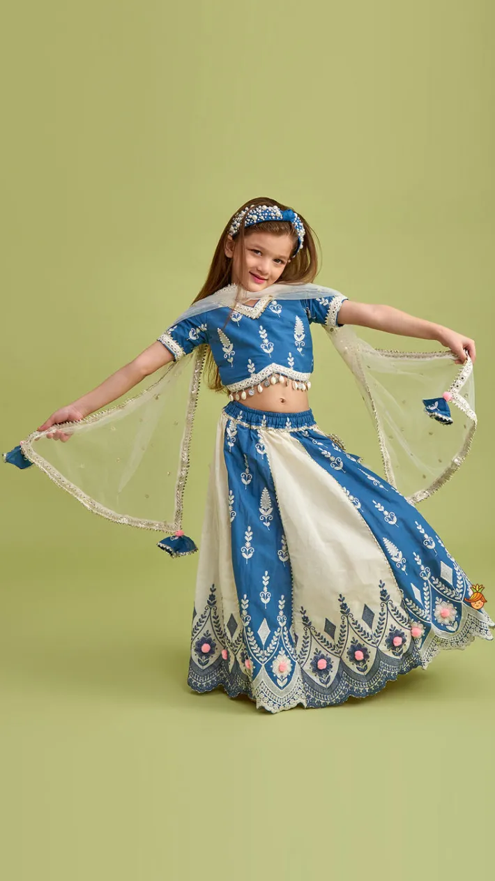 Discount Embroidered Dual Tone Stylish Top And Lehenga With Net Dupatta Ethnic Wear | Lehengas & Ghagras