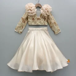 Fashion Embroidered Elegant Ruffle Detailed Top And Lehenga Ethnic Wear | Lehengas & Ghagras