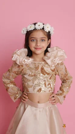 Fashion Embroidered Elegant Ruffle Detailed Top And Lehenga Ethnic Wear | Lehengas & Ghagras