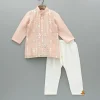 New Embroidered Faux Mirror Work Peach Kurta And Pyjama BOY Indian Ethnic Wear | Ethnic Sets