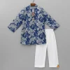 Hot Embroidered Front Placket Blue Kurta And Pyjama BOY Twinning Sets | Indian Ethnic Wear