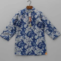 Hot Embroidered Front Placket Blue Kurta And Pyjama BOY Twinning Sets | Indian Ethnic Wear