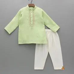 Fashion Embroidered Green Kurta And Pyjama BOY Indian Ethnic Wear | Ethnic Sets