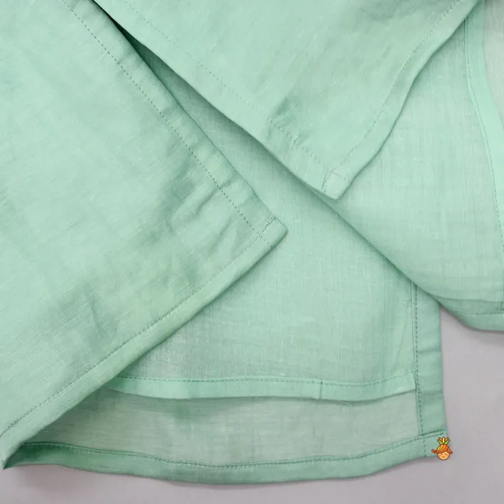 Hot Embroidered Green Kurti And Pant With Striped Multicolour Dupatta Ethnic Wear | Churidars & Salwars