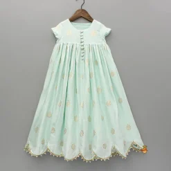 Best Embroidered Green Scalloped Hem Kurti Ethnic Wear | Kurtis & Jumpsuits