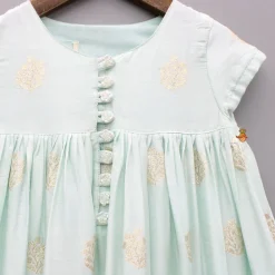 Sale Embroidered Green Scalloped Hem Kurti Ethnic Wear | Kurtis & Jumpsuits