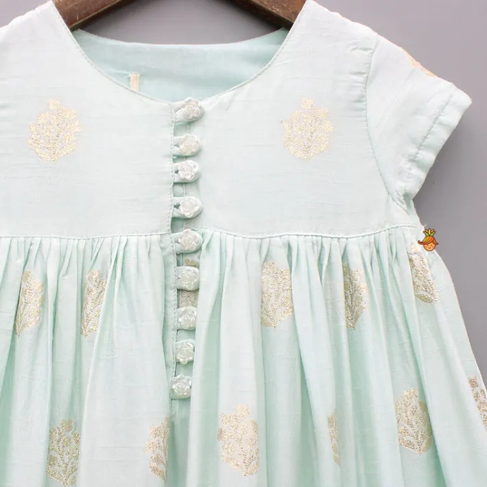 Sale Embroidered Green Scalloped Hem Kurti Ethnic Wear | Kurtis & Jumpsuits