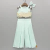 Sale Embroidered Green Top And Pleated Palazzo With Matching Bow Hair Clip Ethnic Wear | Palazzos & Shararas
