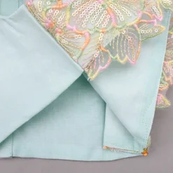 Sale Embroidered Green Top And Pleated Palazzo With Matching Bow Hair Clip Ethnic Wear | Palazzos & Shararas