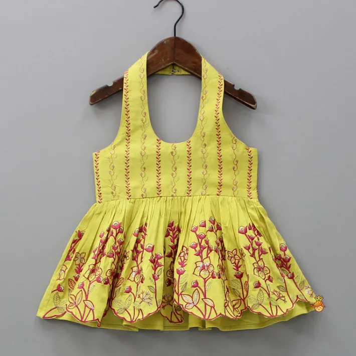 Clearance Embroidered Halter Neck Kurti And Tulip Dhoti Ethnic Wear | Dhotis & Patialas