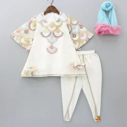 Outlet Embroidered Kurti And Tulip Dhoti With Net Dupatta Twinning Sets | Ethnic Wear