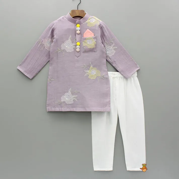 Clearance Embroidered Lavender Kurta With Pyjama BOY Indian Ethnic Wear | Ethnic Sets