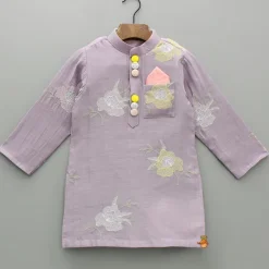 Clearance Embroidered Lavender Kurta With Pyjama BOY Indian Ethnic Wear | Ethnic Sets