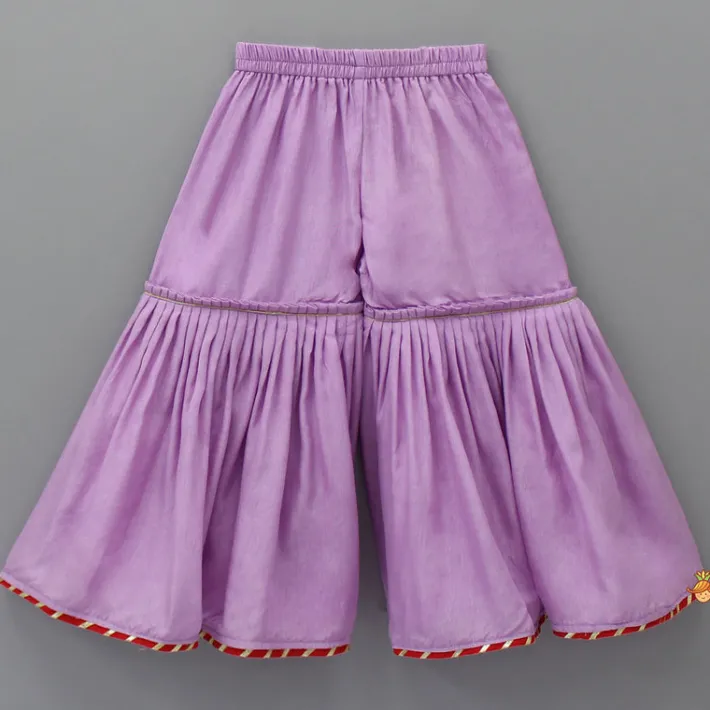 New Embroidered Lavender Kurti And Sharara Ethnic Wear | Palazzos & Shararas