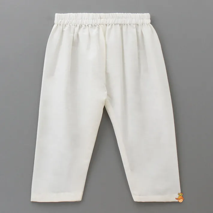 Online Embroidered Mustard Kurta And Off White Pyjama BOY Twinning Sets | Indian Ethnic Wear