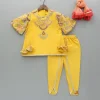 Online Embroidered Mustard Kurti And Tulip Dhoti With Net Dupatta Twinning Sets | Ethnic Wear
