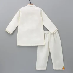 Outlet Embroidered Off White Kurta And Pyjama BOY Twinning Sets | Indian Ethnic Wear