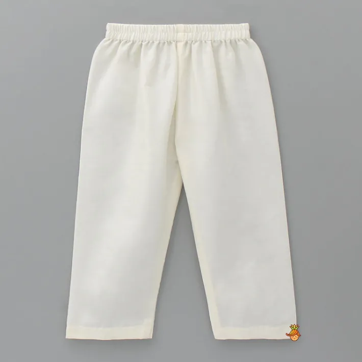 Outlet Embroidered Off White Kurta And Pyjama BOY Twinning Sets | Indian Ethnic Wear