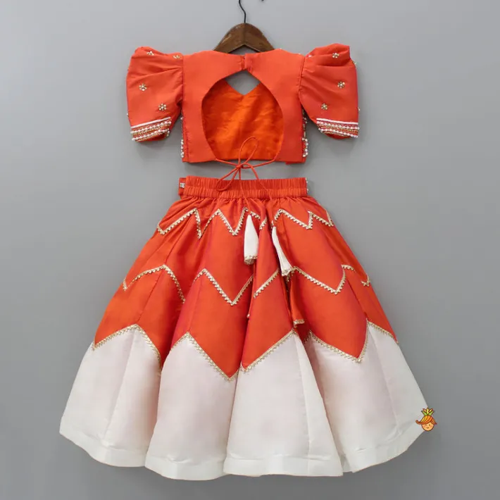 New Embroidered Orange Top And Lehenga With Net Dupatta Ethnic Wear | Lehengas & Ghagras