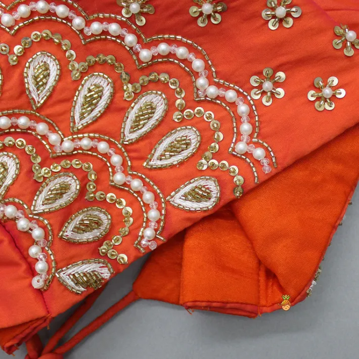 New Embroidered Orange Top And Lehenga With Net Dupatta Ethnic Wear | Lehengas & Ghagras