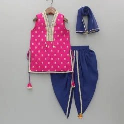 Best Embroidered Pink Halter Neck Kurti With Tulip Dhoti And Dupatta Ethnic Wear | Dhotis & Patialas
