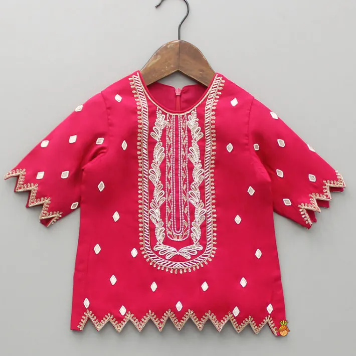 Best Embroidered Pink Kurti With Sharara And Dupatta Ethnic Wear | Palazzos & Shararas