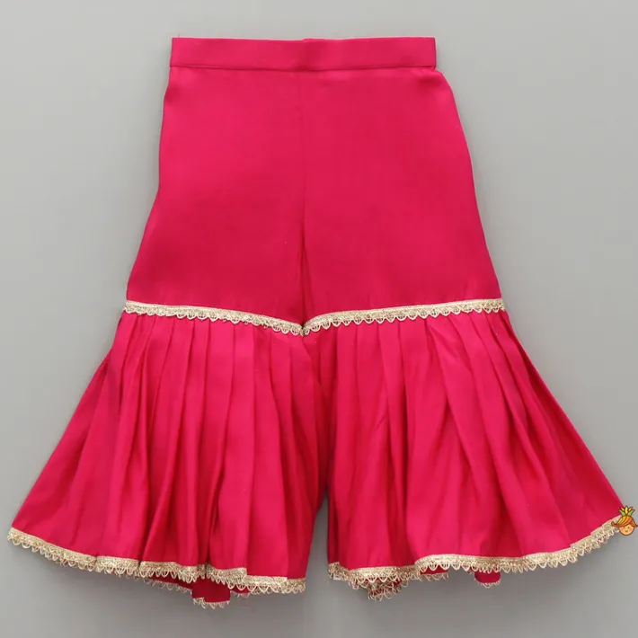 Best Embroidered Pink Kurti With Sharara And Dupatta Ethnic Wear | Palazzos & Shararas