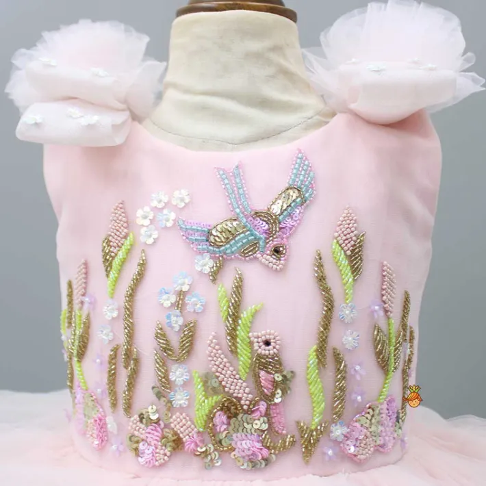 Hot Embroidered Pink Ruffle Dress With Bowie Head Band Dresses & Sets | Dresses