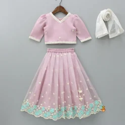 Outlet Embroidered Pink Top And Pleated Lehenga With Dupatta Ethnic Wear | Lehengas & Ghagras