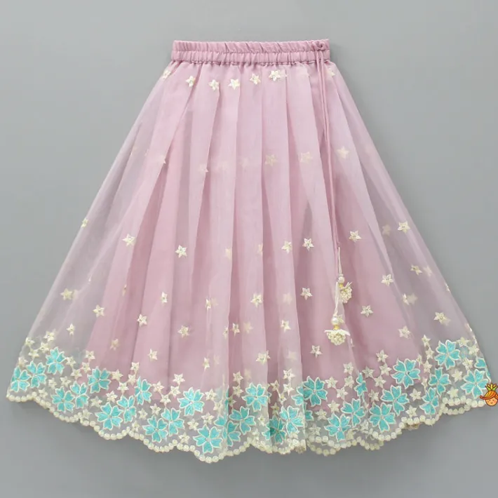 Outlet Embroidered Pink Top And Pleated Lehenga With Dupatta Ethnic Wear | Lehengas & Ghagras
