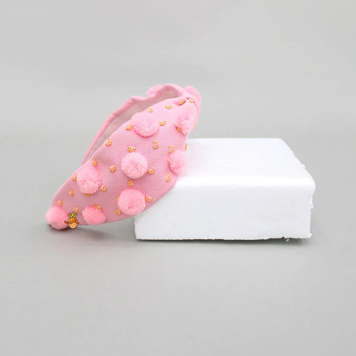 Online Embroidered Pom Pom Hairband Hair Accessories | Hair Bands