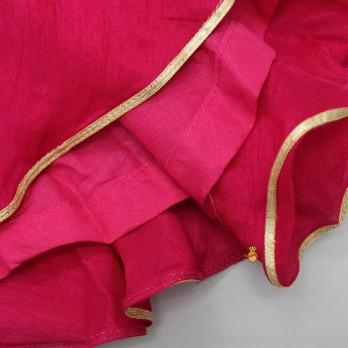 Online Embroidered Puff Sleeves Pink Top And Beige Lehenga Ethnic Wear | Lehengas & Ghagras
