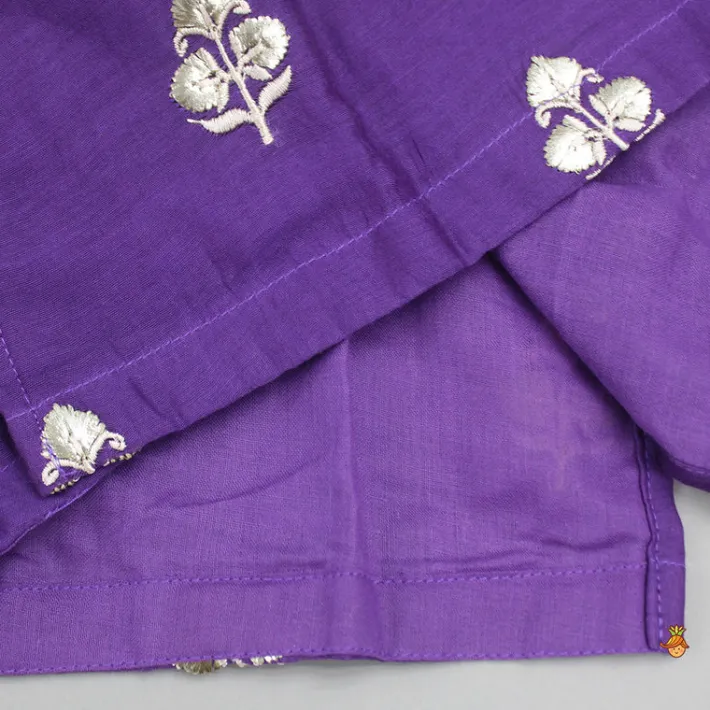 Hot Embroidered Purple Kurta And Mustard Dhoti BOY Indian Ethnic Wear | Ethnic Sets