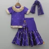 Clearance Embroidered Purple Kurti And Sharara With Net Dupatta Ethnic Wear | Palazzos & Shararas