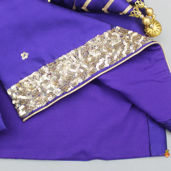 Clearance Embroidered Purple Kurti And Sharara With Net Dupatta Ethnic Wear | Palazzos & Shararas