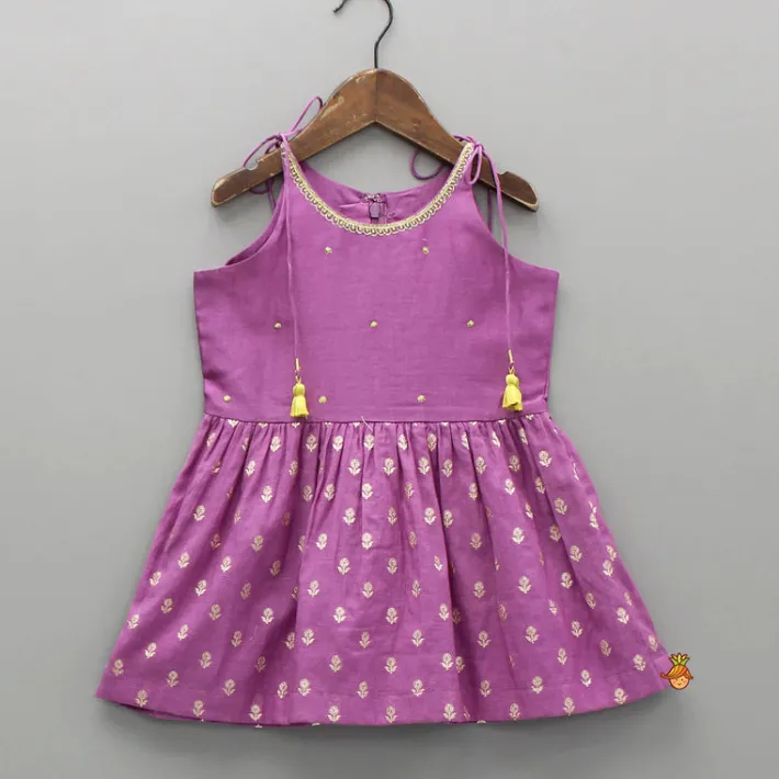 Discount Embroidered Purple Strappy Kurti And Sharara With Dupatta Ethnic Wear | Palazzos & Shararas