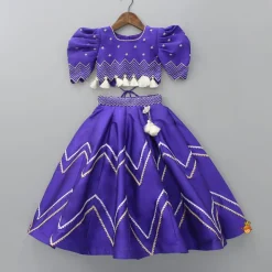 Outlet Embroidered Purple Top And Lehenga With Net Dupatta Ethnic Wear | Lehengas & Ghagras