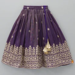 New Embroidered Purple Top And Pleated Lehenga With Net Dupatta Ethnic Wear | Lehengas & Ghagras
