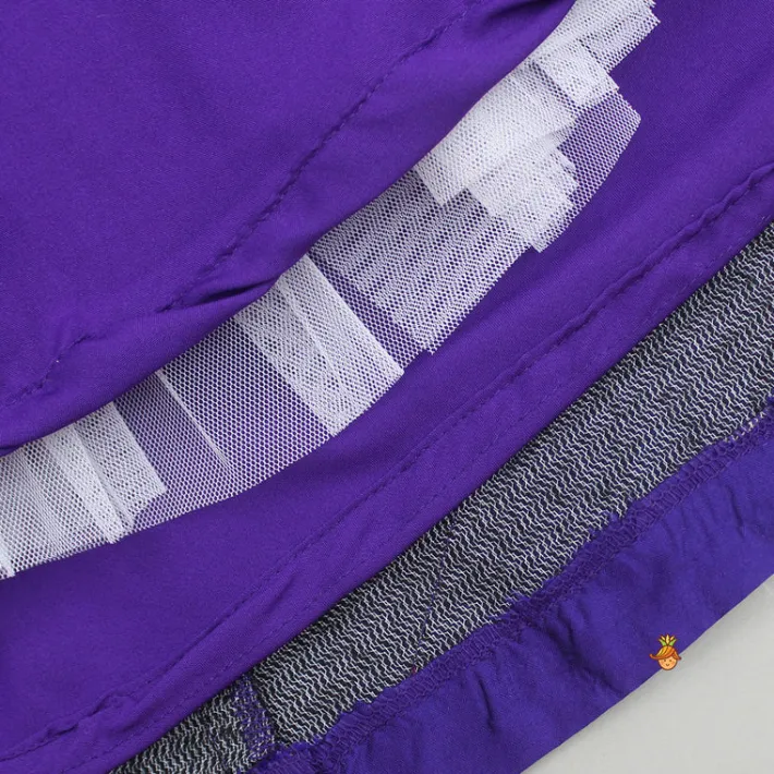 Sale Embroidered Purple V Cut Back Top And Gota Lace Detail Lehenga With Matching Checks Dupatta Ethnic Wear | Lehengas & Ghagras