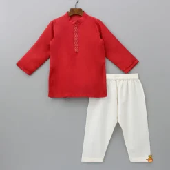 Fashion Embroidered Red Jacket With Kurta And Pyjama BOY Twinning Sets | Indian Ethnic Wear